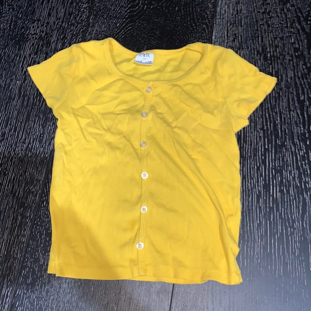 Yellow cropped button down from Zara